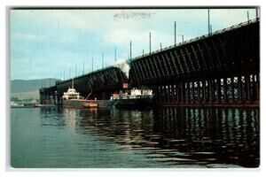 Vintage Duluth Superior Harbor Freighters & Docks Postcard Minnesota